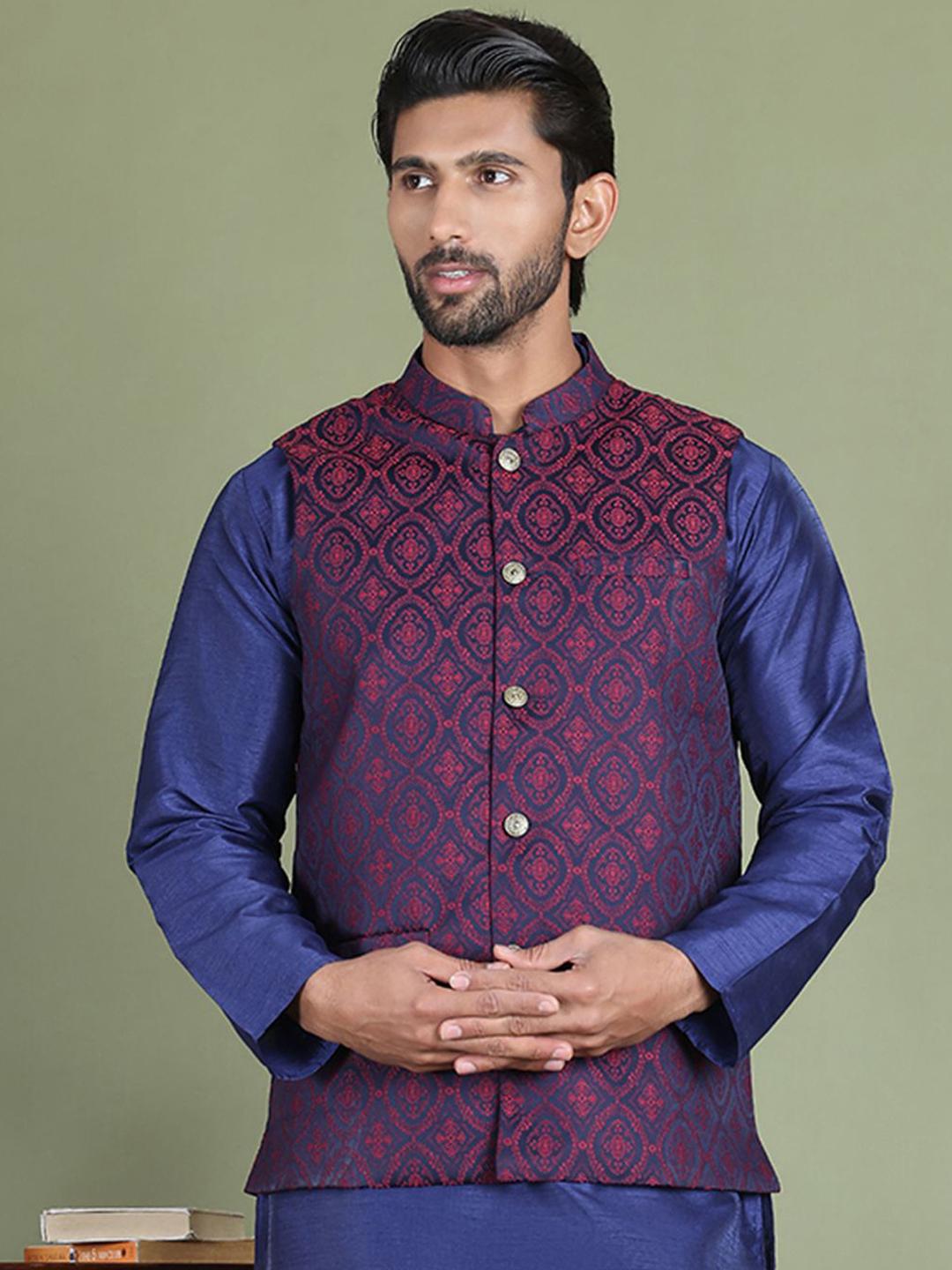 Jompers Men Woven Design Nehru Jacket