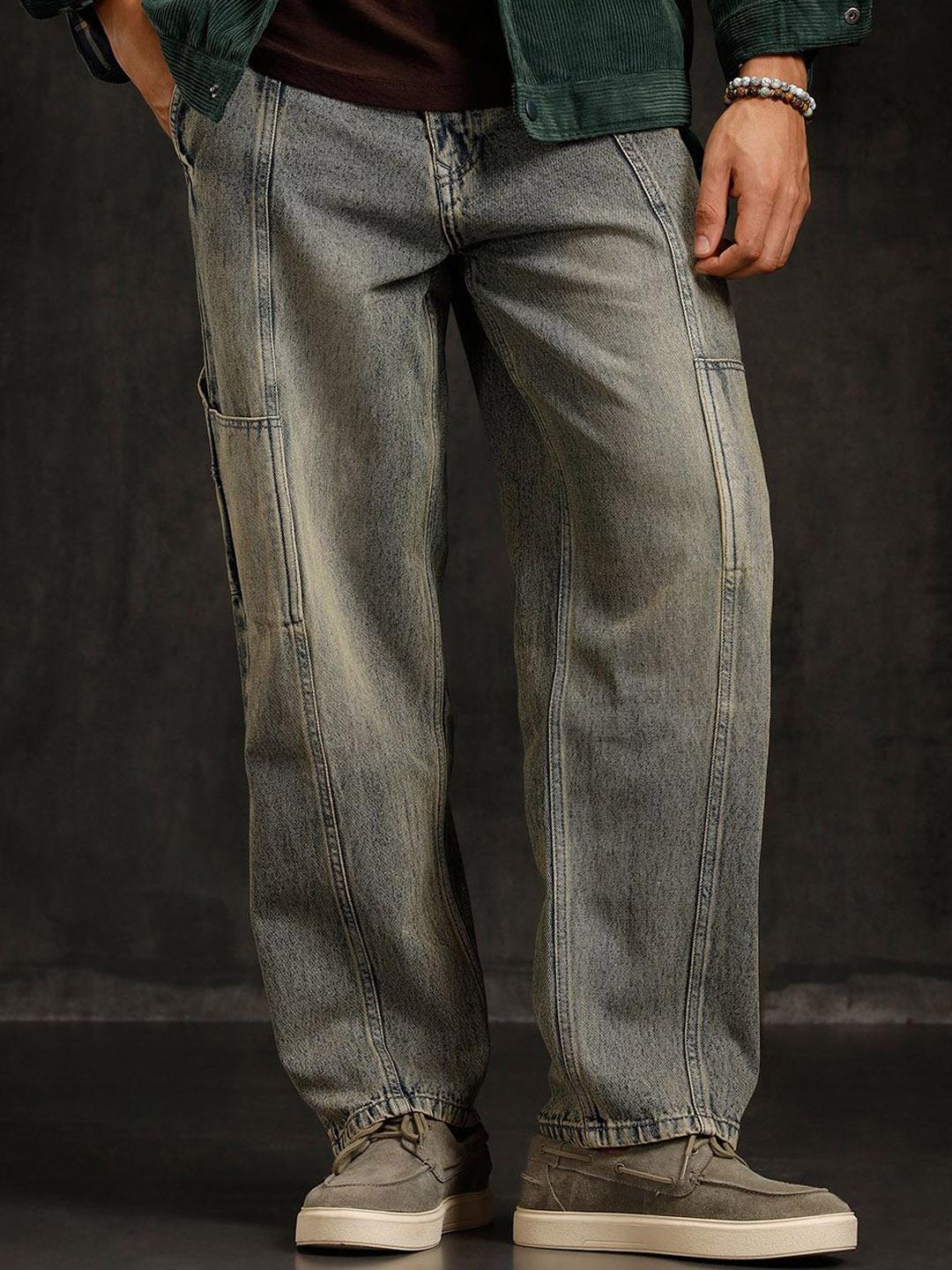 WROGN Men Comfort Baggy Mid-Rise Heavy Fade Jeans