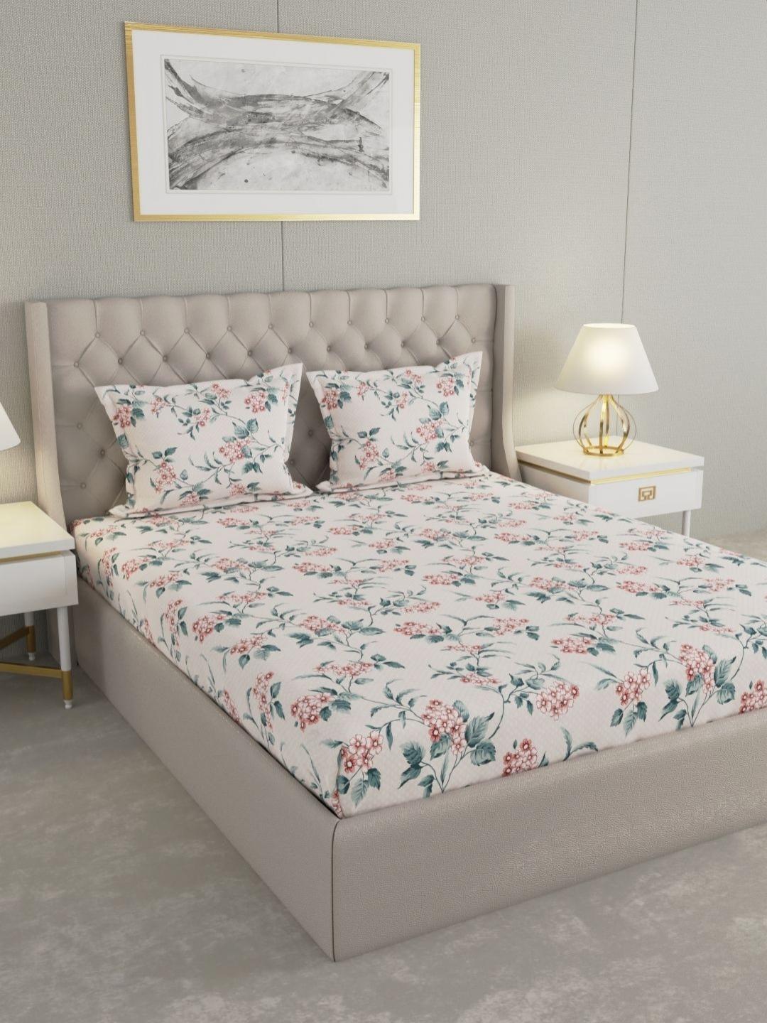Buy Raymond Home Lush Petal Beige Printed Microfiber 110 TC Queen ...