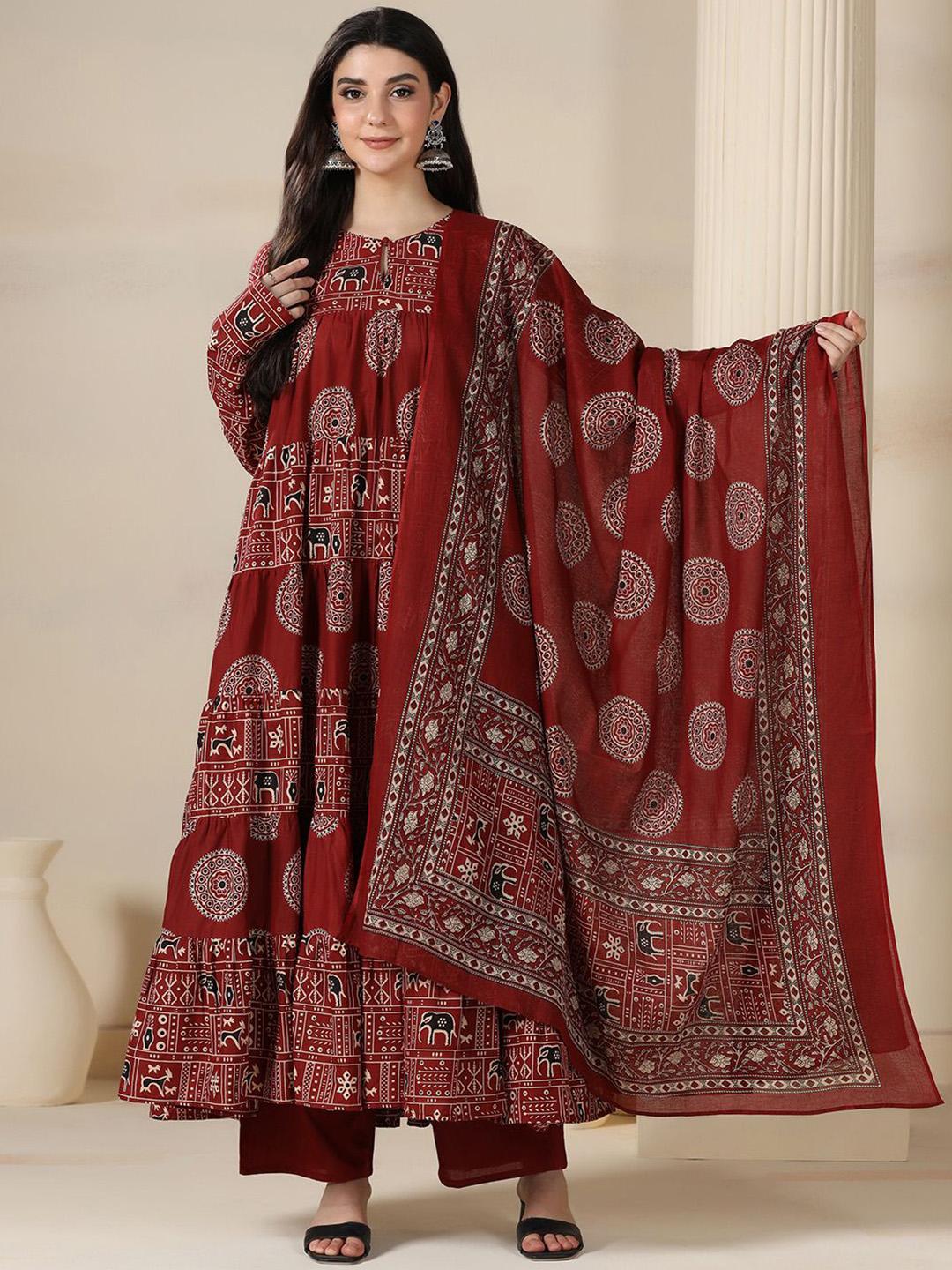 Women Ethnic Motifs Printed A-Line Kurta with Palazzos-TORAL main image 1