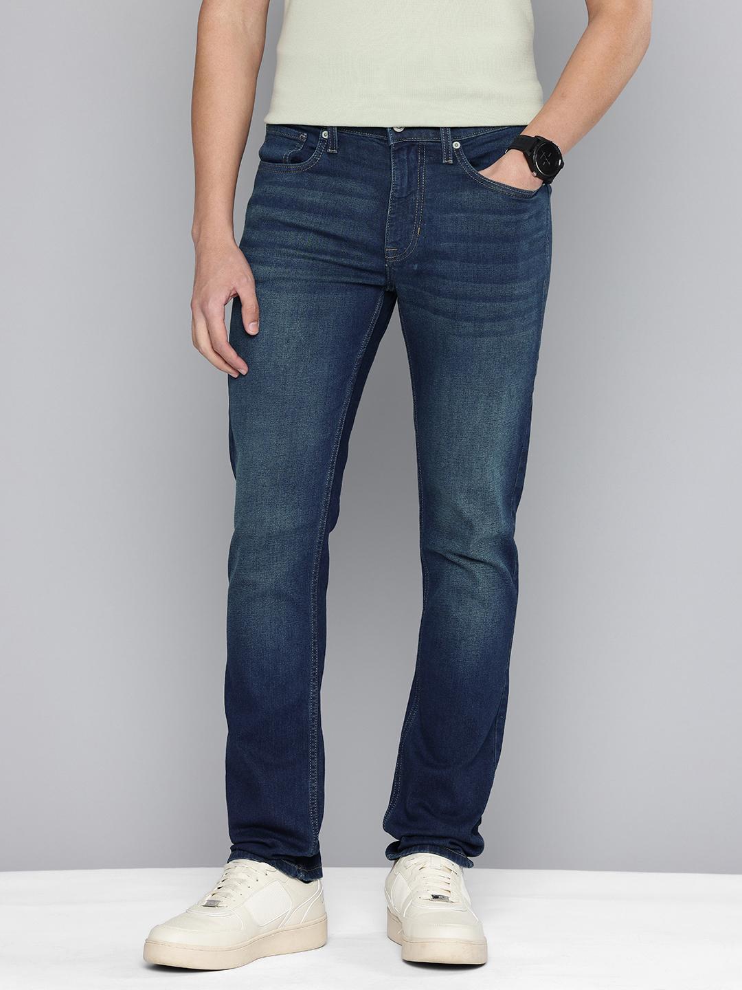 Flying Machine Men Freddie Slim Straight Fit Mid-Rise Light Fade Stretchable Jeans