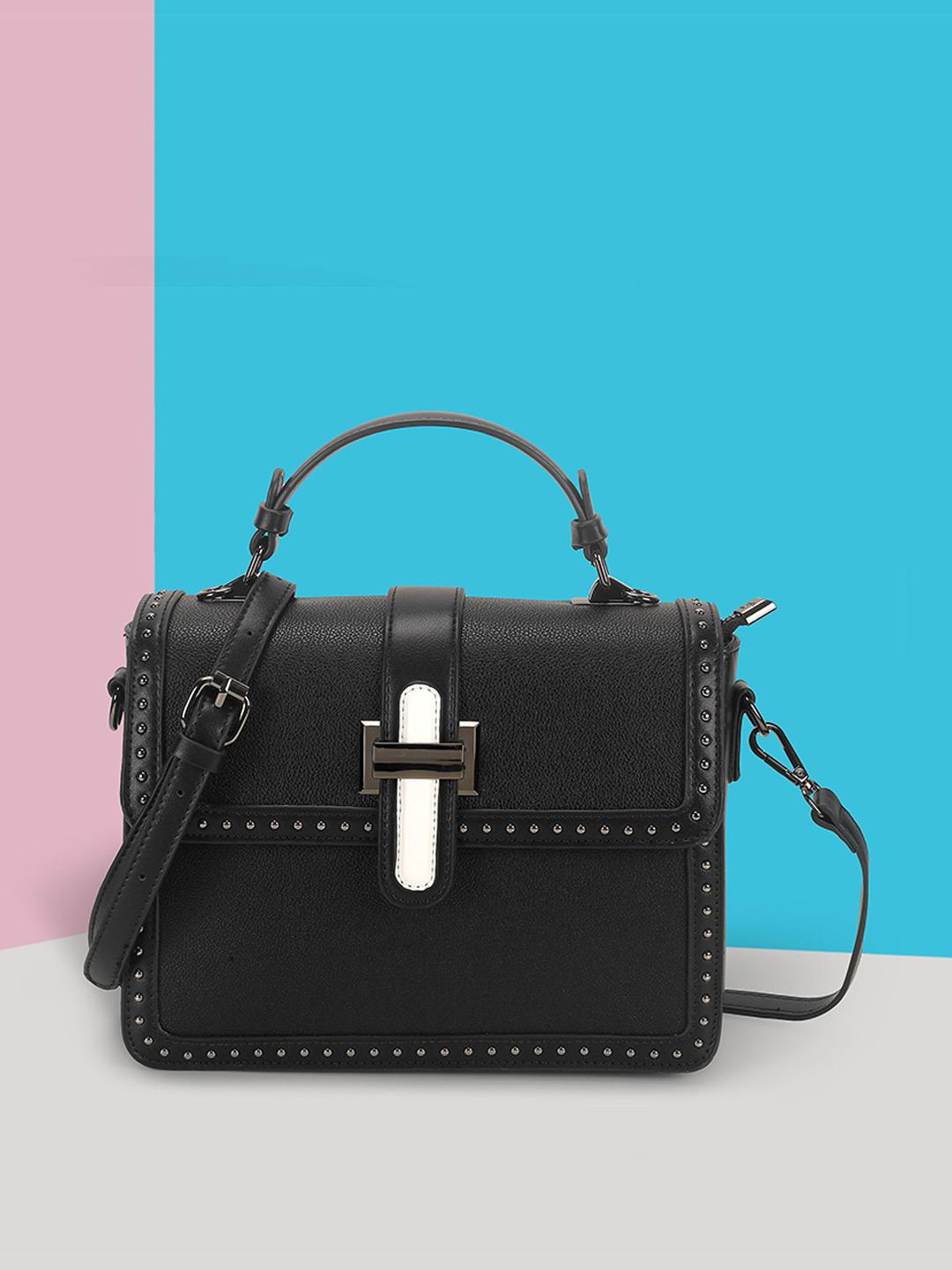 Buy Mochi Textured Buckle Detail Medium Structured Satchel Bag - - Accessories for Women