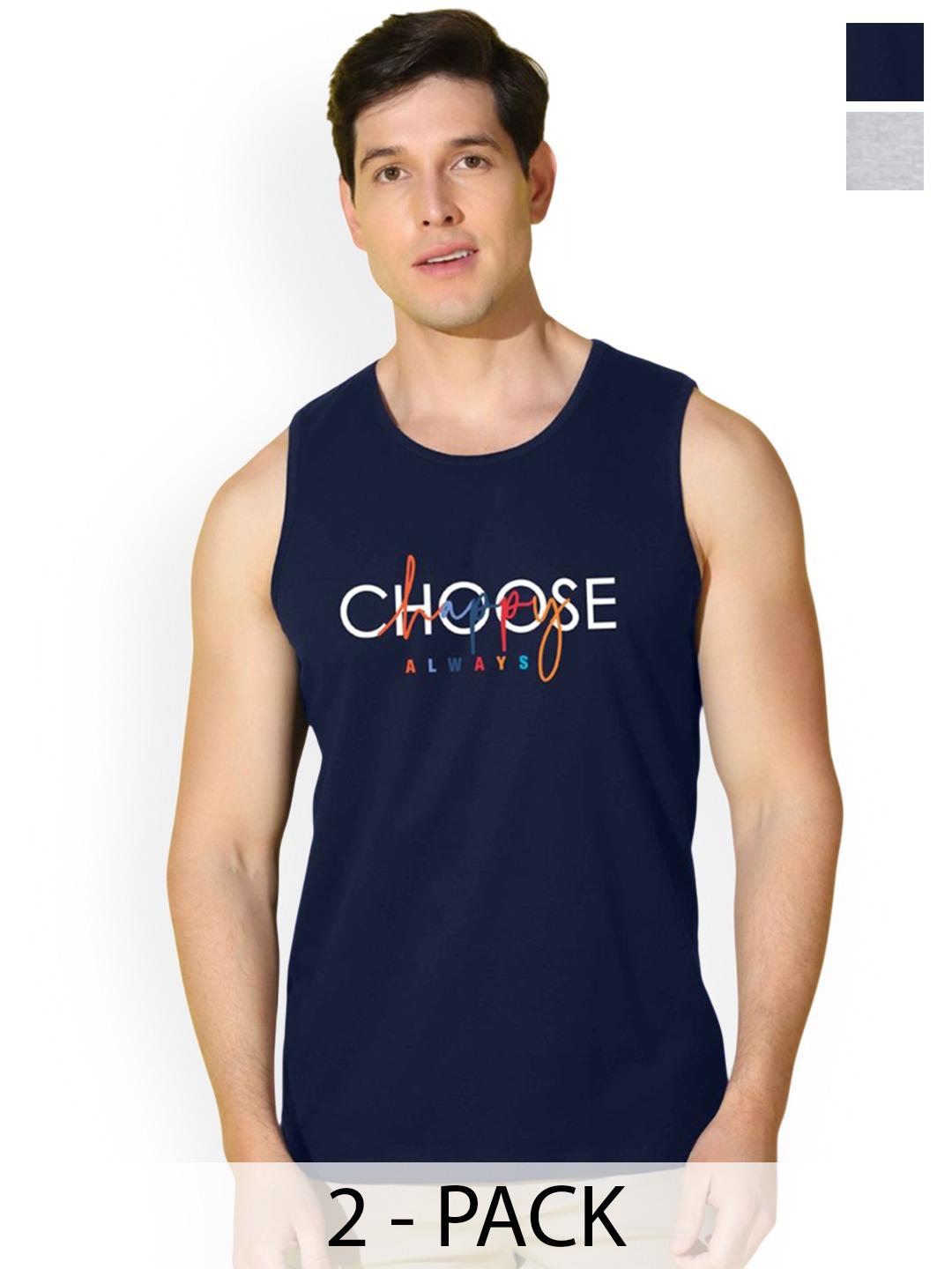 Buy SLOWLORIS Men Pack Of 2 Men Printed Cotton Sleeveless Innervest -  - Apparel for Men