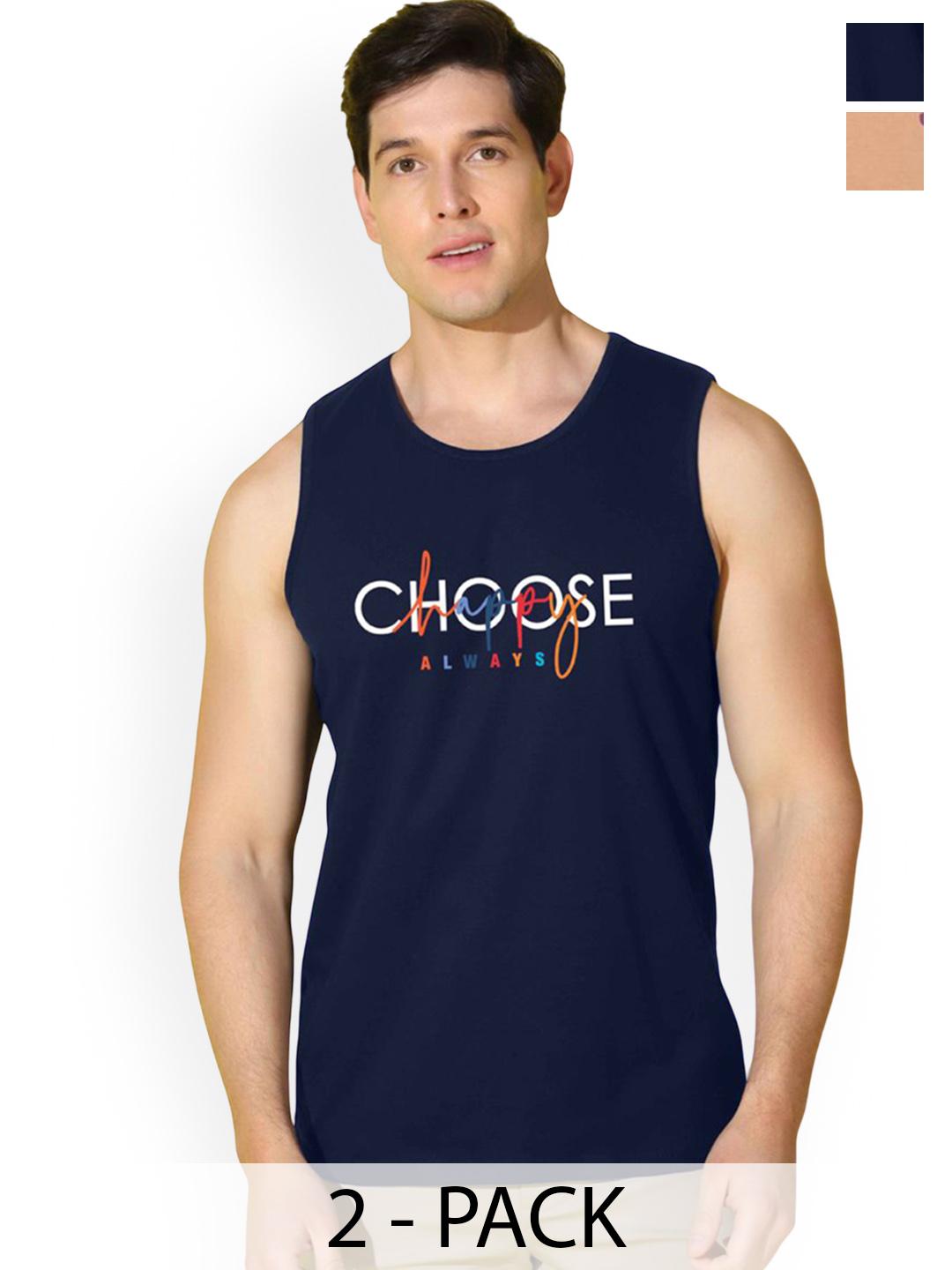 Buy Slowloris Men Pack Of 2 Sleeveless Printed Innerwear Vest - - Apparel for Men