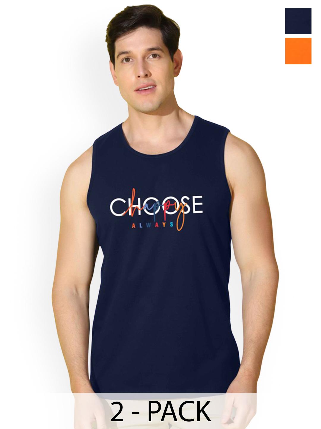 Buy SLOWLORIS Men Pack Of 2 Printed Combed Cotton Gym Vest -  - Apparel for Men