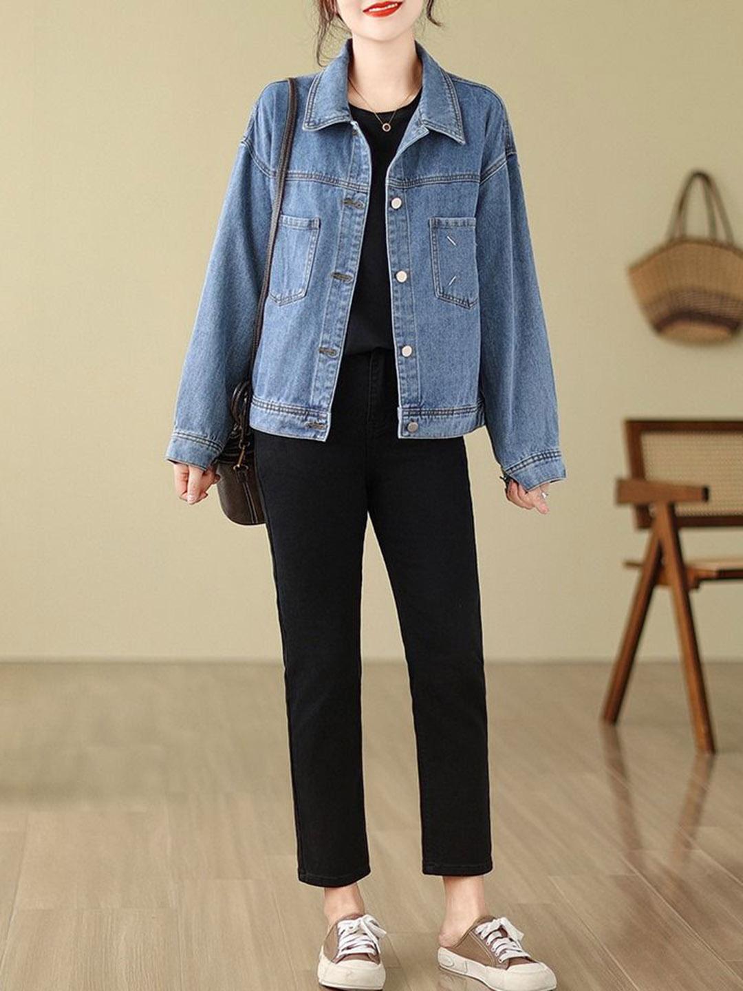 StyleCast Women Spread Collar Denim Jacket