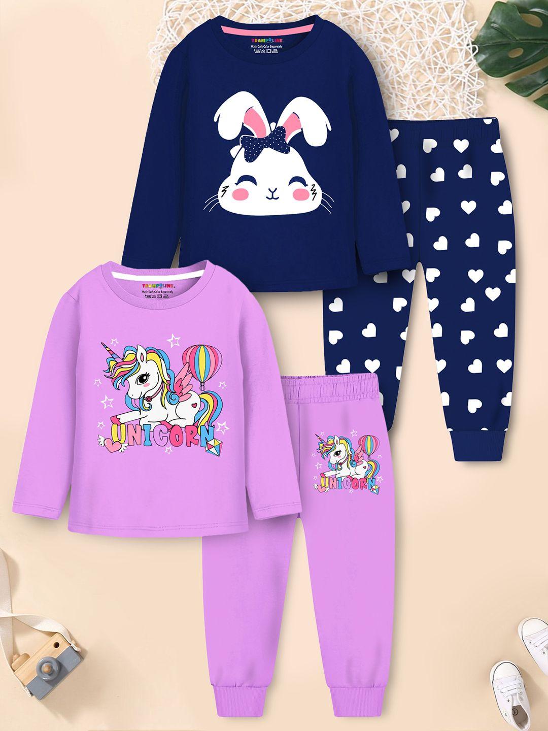 Buy YK X Trampoline Girls Pack Of 2 Printed Long Sleeves T Shirt With Joggers - - Apparel for Girls