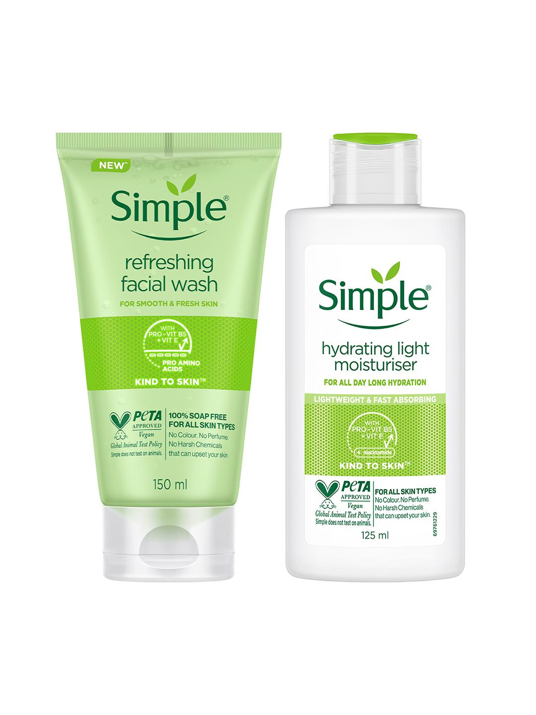 Buy Simple Hydrating Power Duo Refreshing FaceWash 150ml & Hydrating Light Moisturiser 125ml - - Personal Care for Unisex