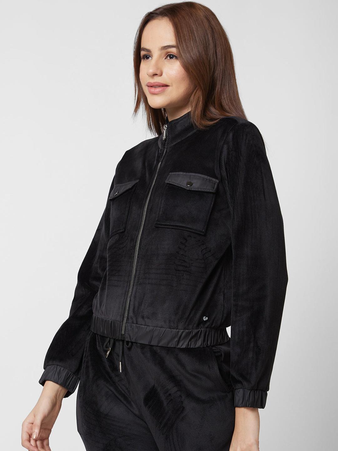 SPYKAR Women Black Regular Fit Casual Jacket