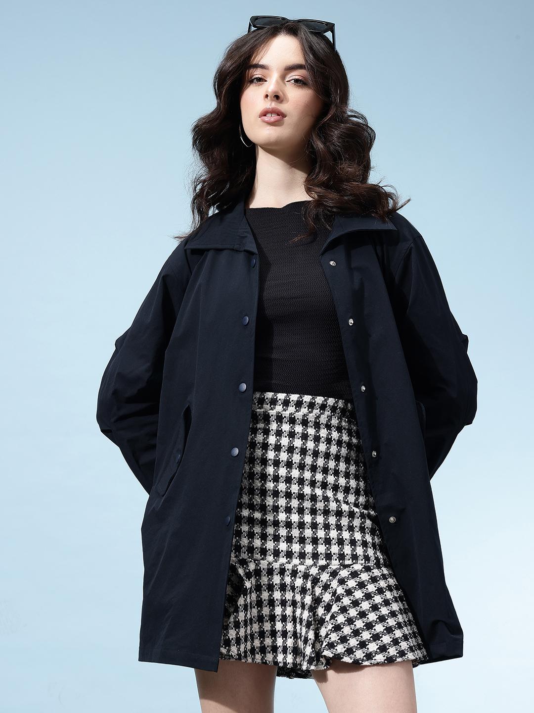 glitchez Longline Spread Collar Trench Jacket