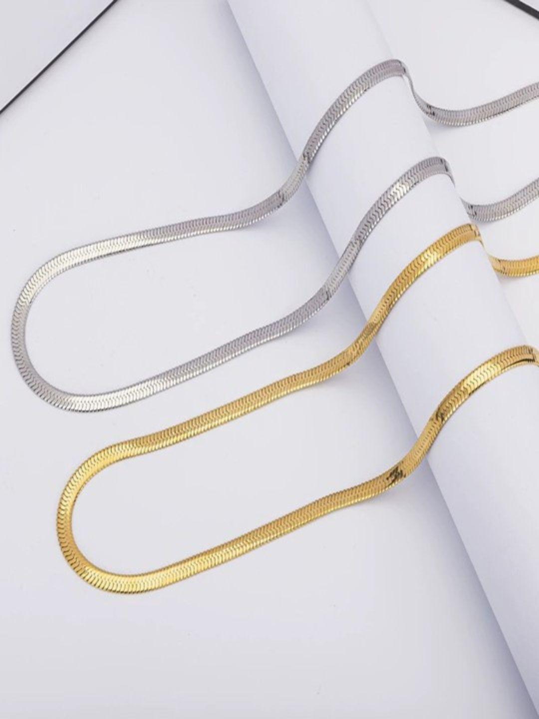 Buy RV Jewels Set Of 2 Silver Plated Minimal Chains - - Accessories for Unisex