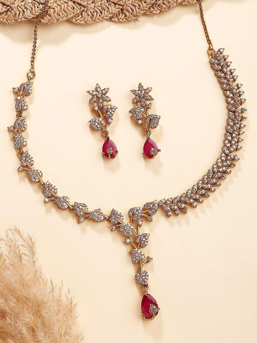Buy KARATCART Gold Plated American Diamond Studded Necklace & Earrings Jewellery Set -  - Accessories for Women