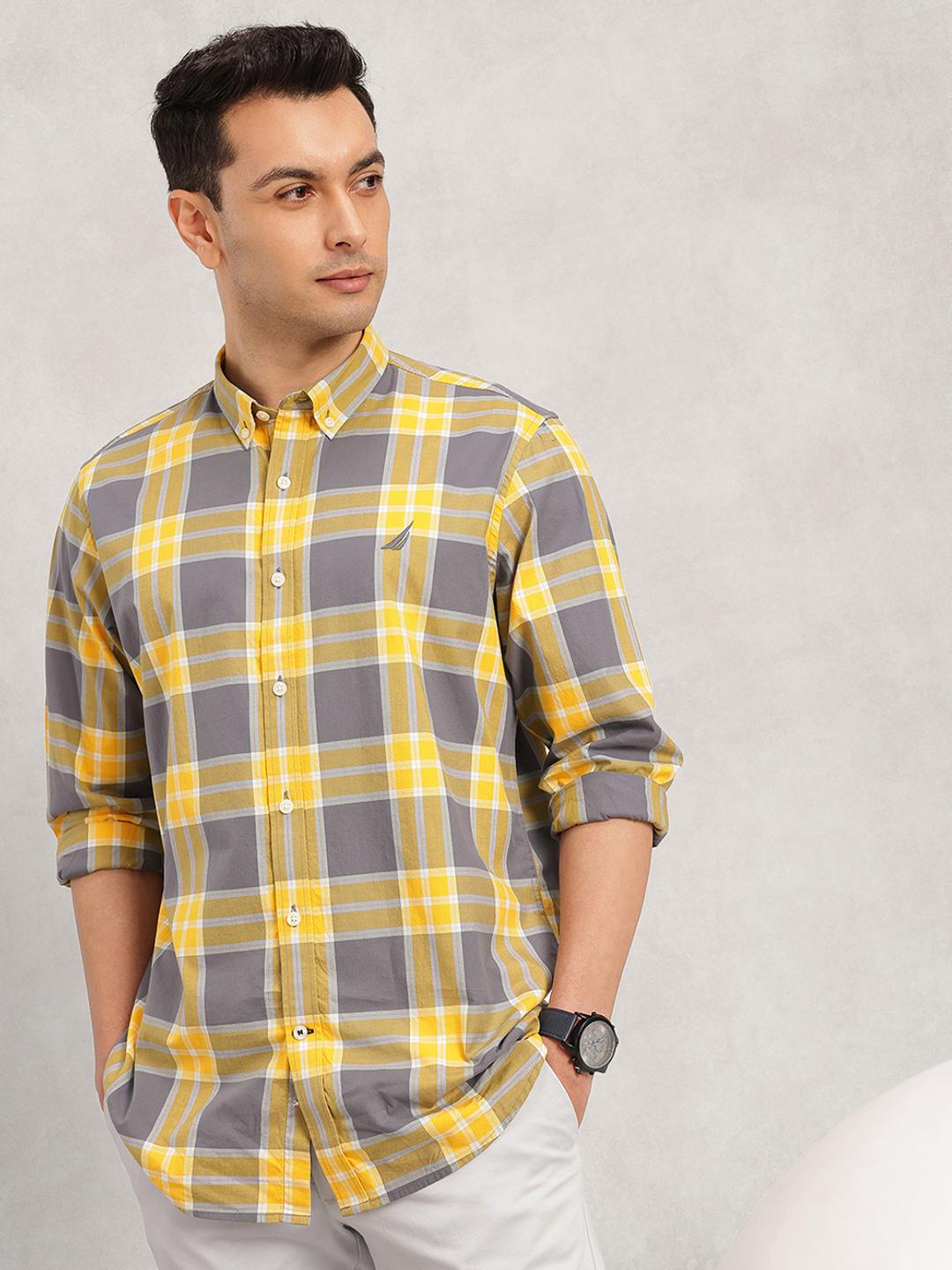 Nautica Classic Fit Checked Pure Cotton Casual Shirt