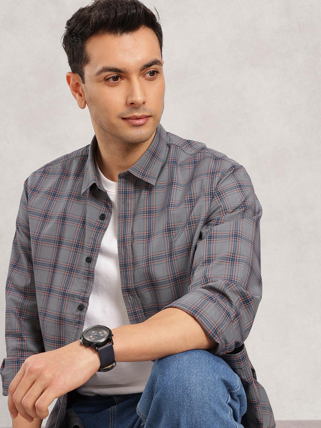 Nautica Slim Fit Tartan Checks Pure Cotton Casual Shirt