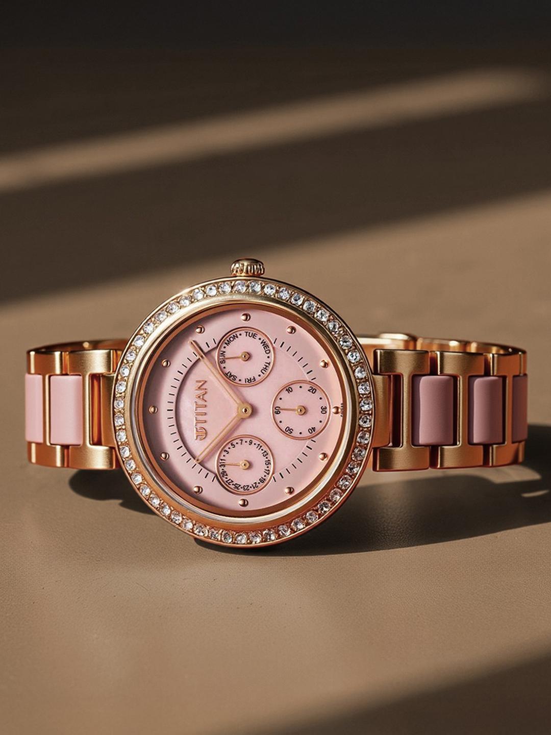 Buy Titan Acetate Multifunction Analog Pink Mother Of Pearl Dial Watch For Women Nt95187kd02 - - Accessories for Women
