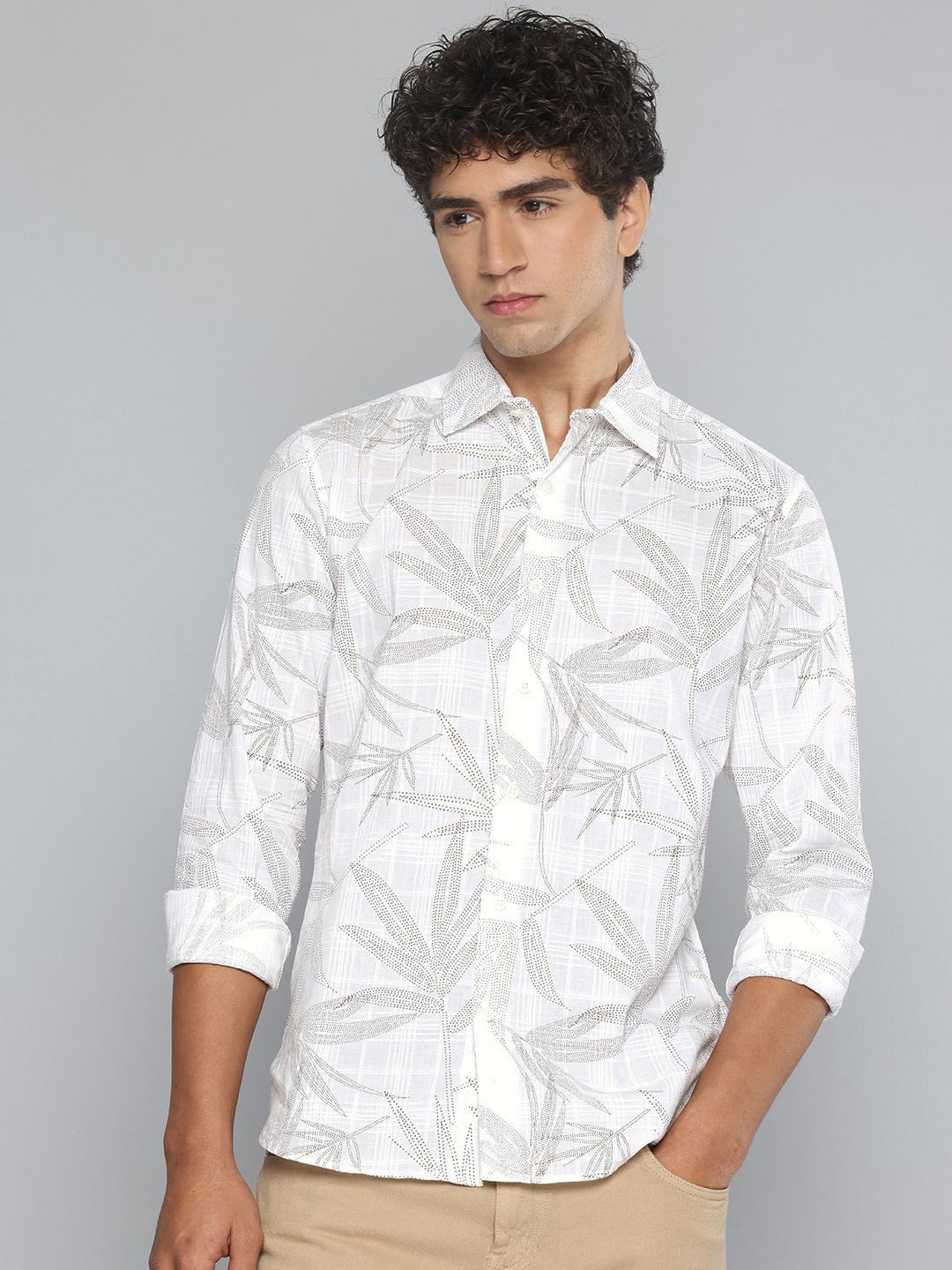 Flying Machine Slim Fit Floral Printed Pure Cotton Casual Shirt