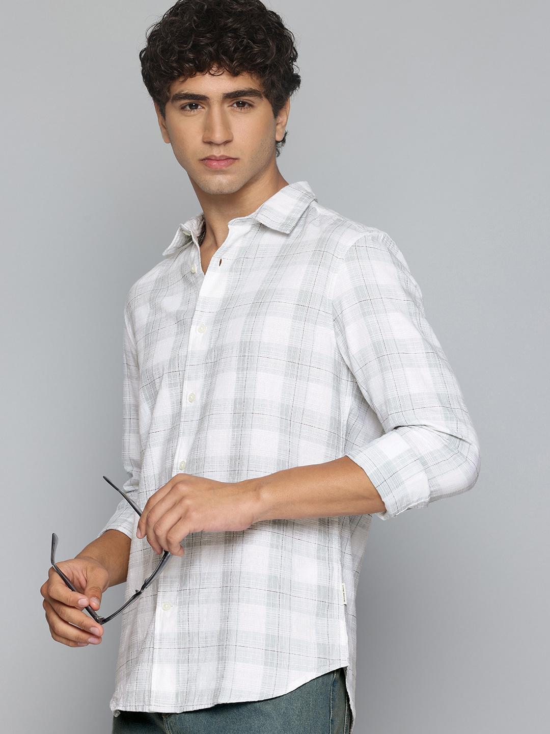Flying Machine Pure Cotton Tartan Checked Slim Fit Casual Shirt