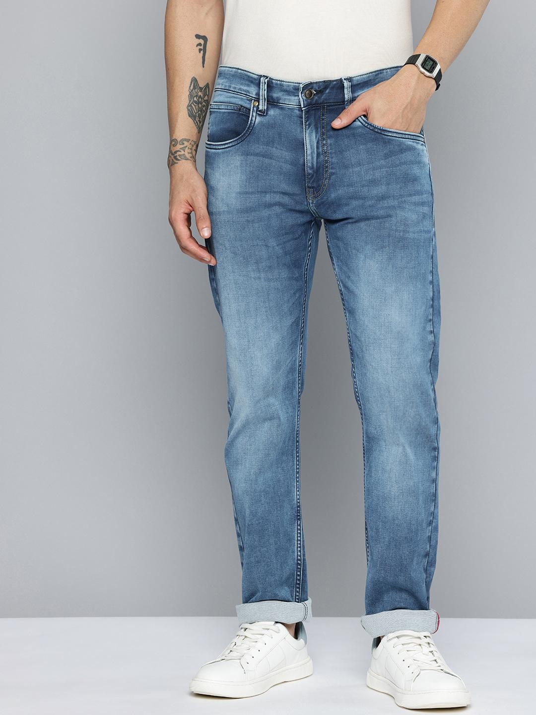 Mufti Men Relaxed Straight Fit Heavy Fade Stretchable Jeans