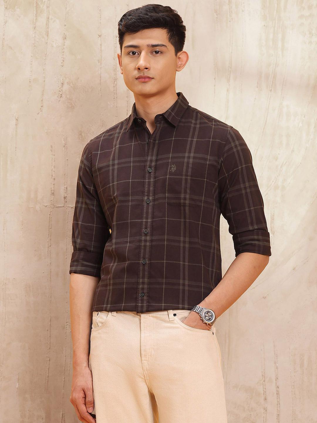 U.S. Polo Assn. Denim Co. Men Tartan Checked Casual Shirt Blue
