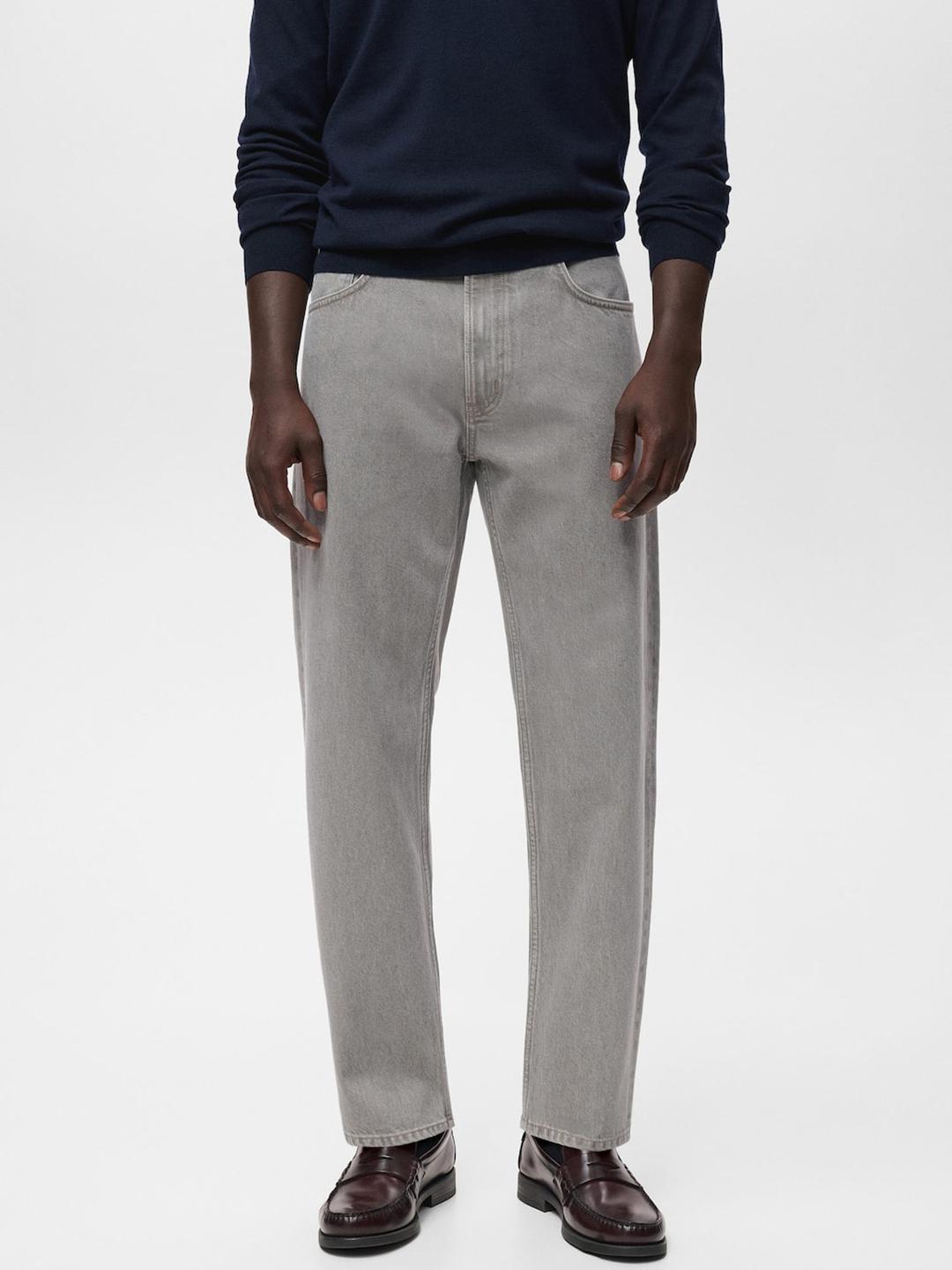 MANGO MAN Mid-Rise Pure Cotton Straight Fit Jeans