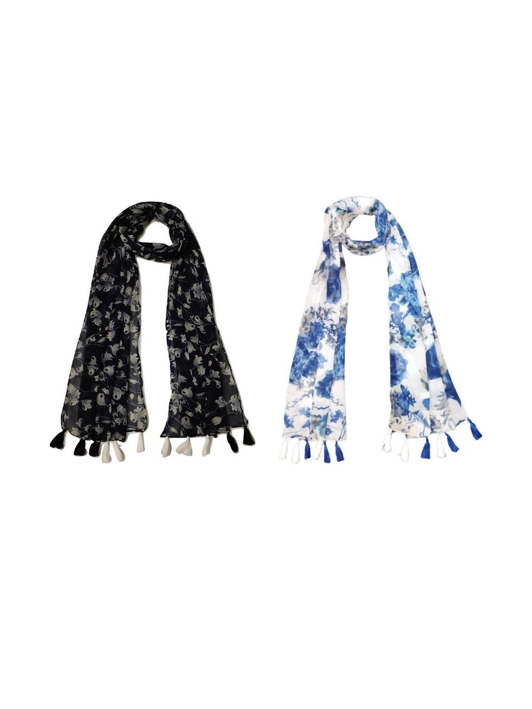 Buy StoleVilla Pack Of 2 Floral Printed Tasseled Border Stoles -  - Accessories for Women
