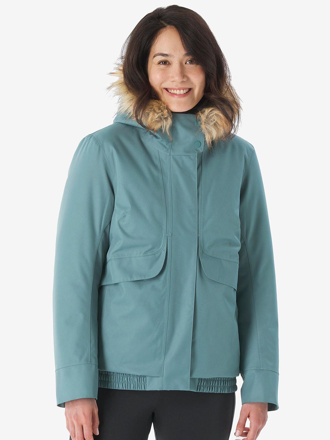 Decathlon QUECHUA Women Green Waterproof Hiking Anorak Upto -8 deg C