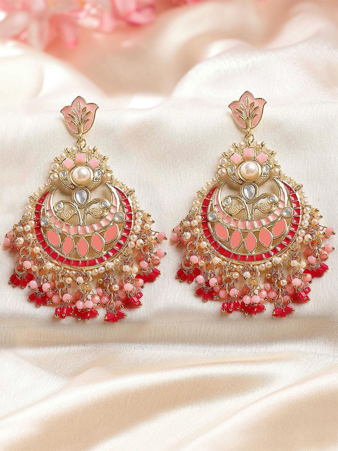 Buy KARATCART Pink Gold Plated Chandbalis Kundan Earrings -  - Accessories for Women