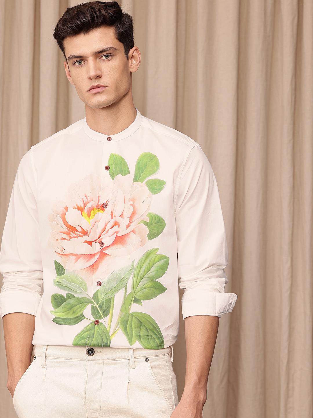 Mr Bowerbird Tailored Fit Floral Printed Pure Cotton Casual Shirt