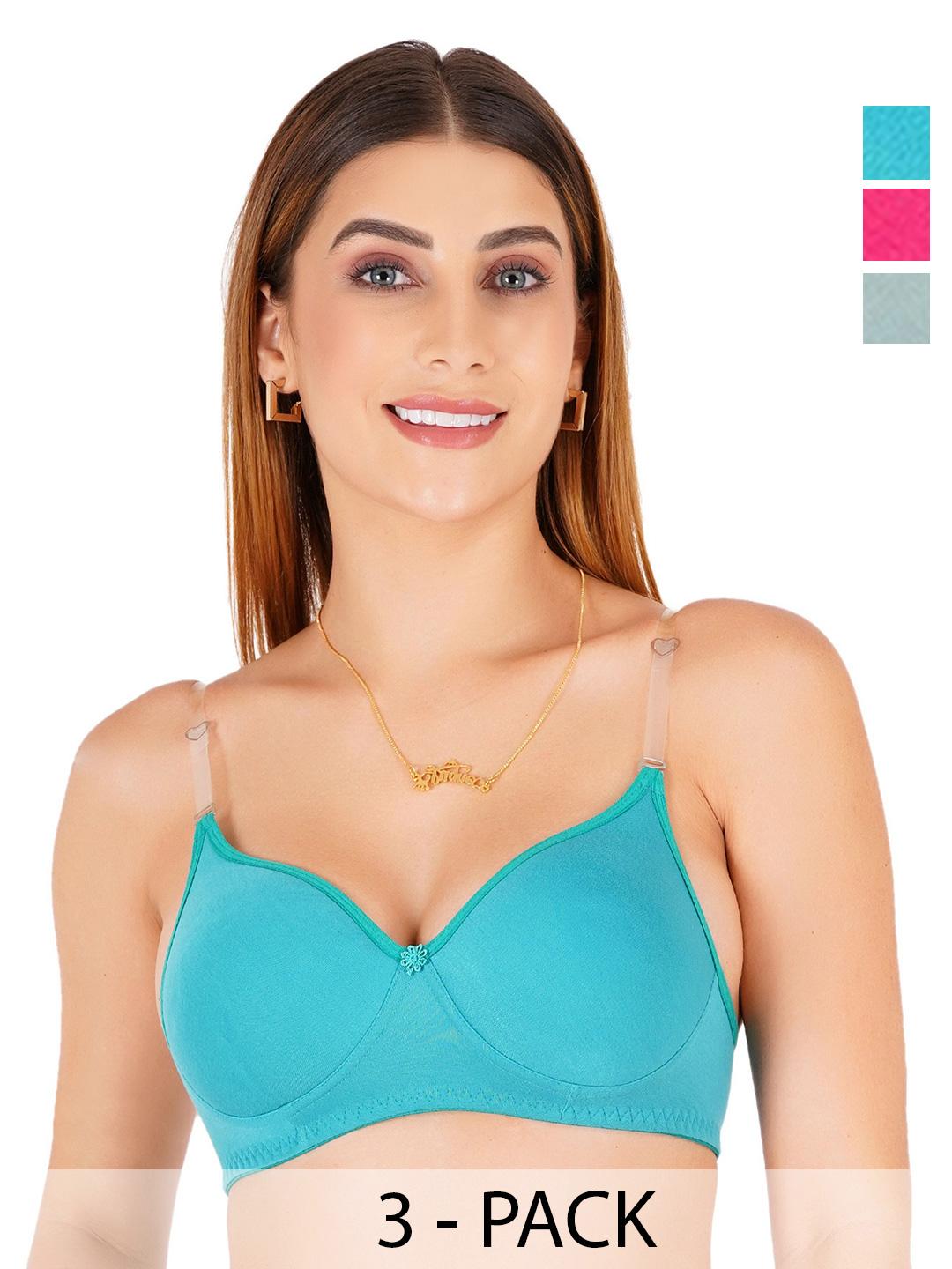 Buy Liigne Pack Of 3 Cut And Sew Full Coverage Lightly Padded Bra With Transparent -  - Apparel for Women