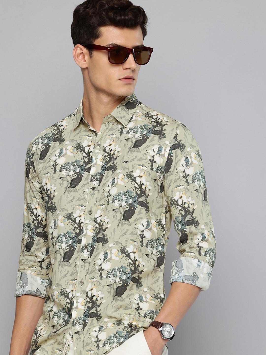 Mufti Slim Fit Floral Printed Casual Shirt