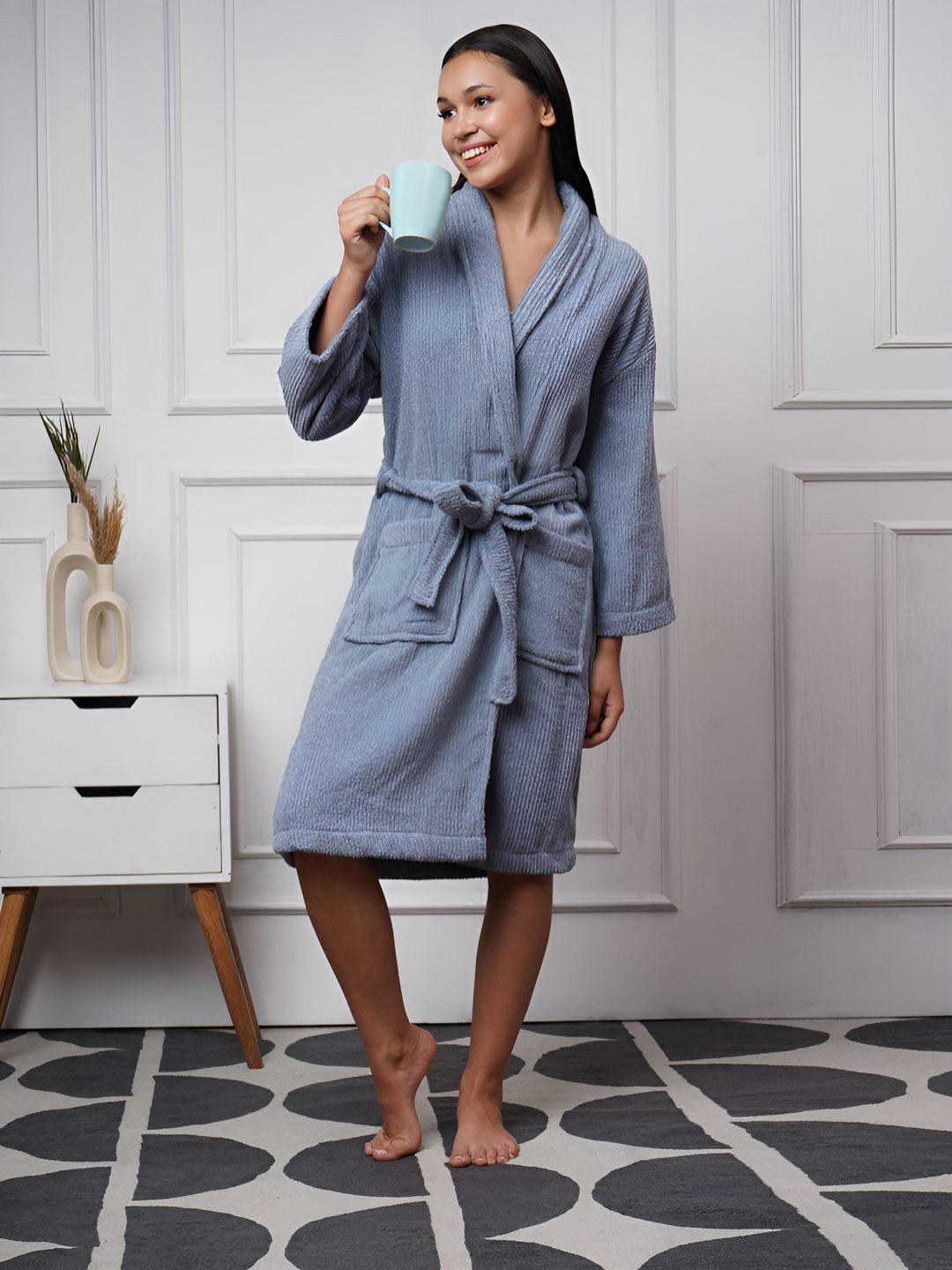 Buy Creeva Shawl Collar Cotton Bath Robe - Bath Robe And Wraps for ...