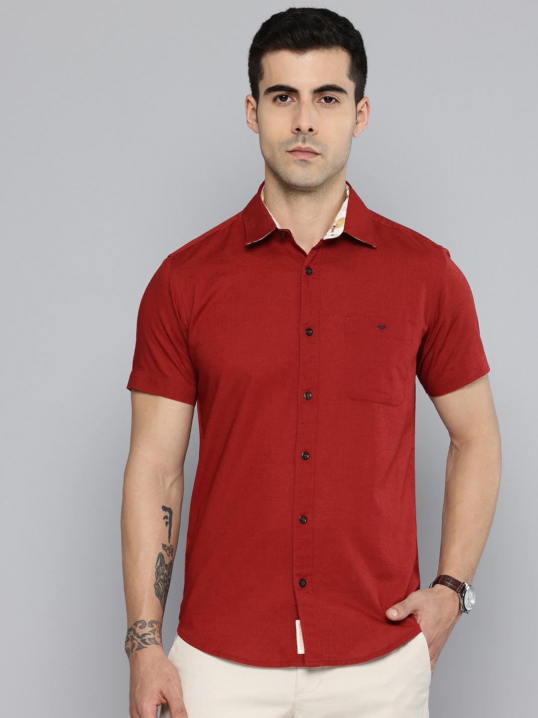 Mufti Slim Fit Cotton Linen Casual Shirt
