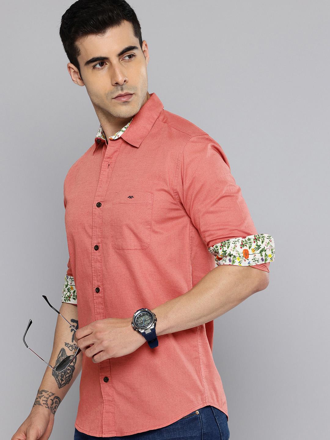 Mufti Slim Fit Cotton Linen Casual Shirt