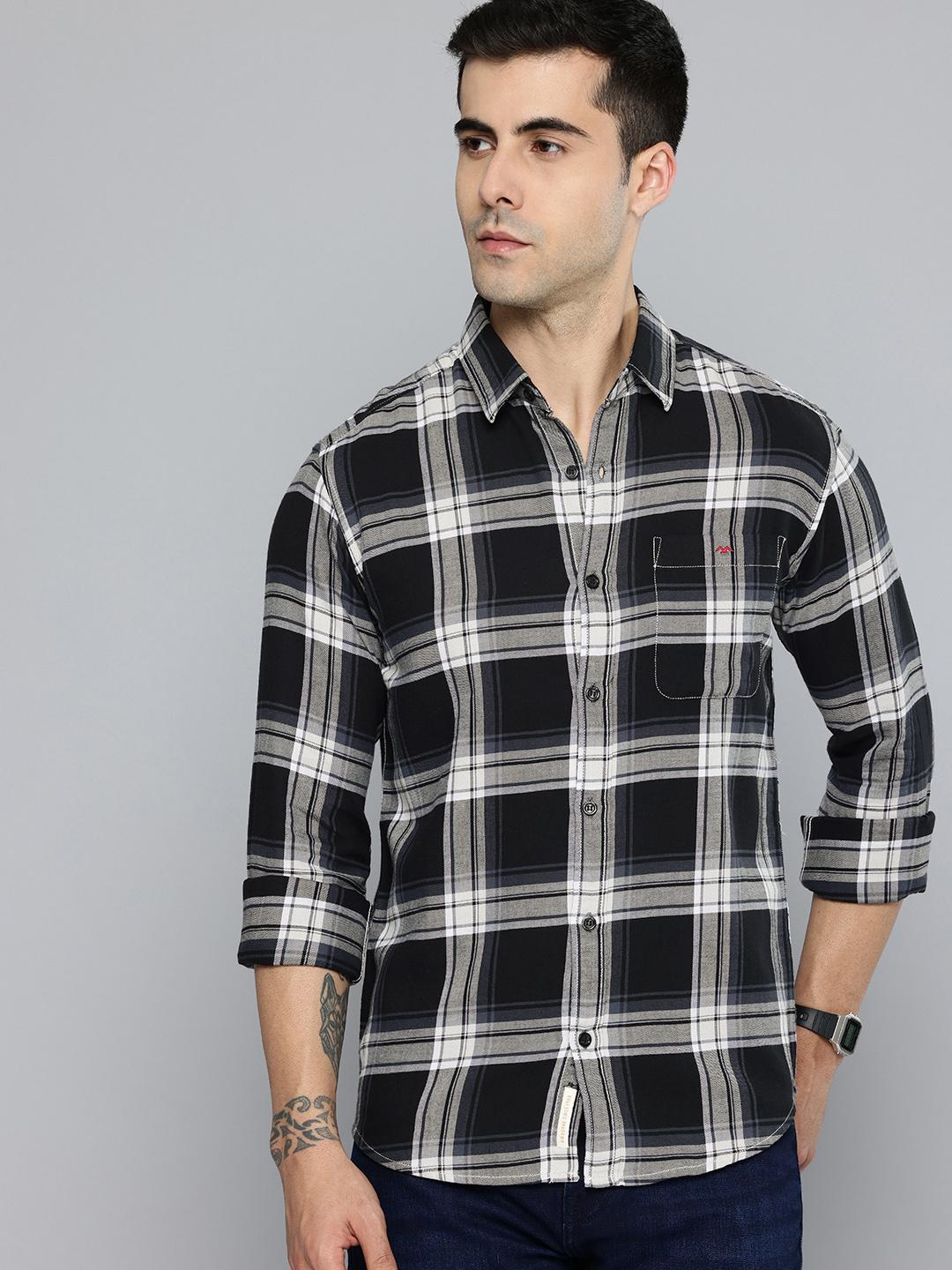 Mufti Pure Cotton Checked Slim Fit Casual Shirt