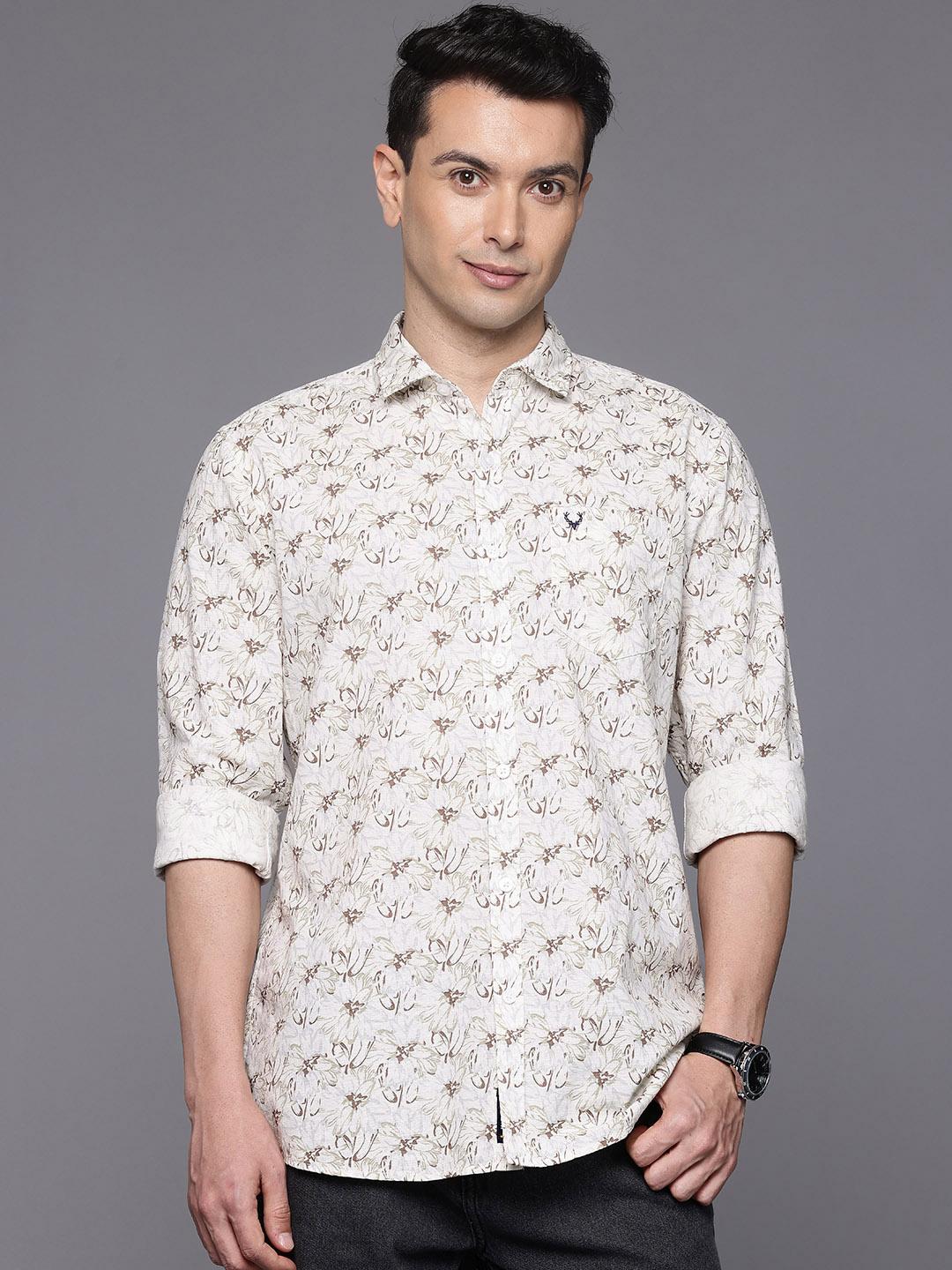 Allen Solly Cotton-Linen Custom Fit Floral Printed Casual Shirt