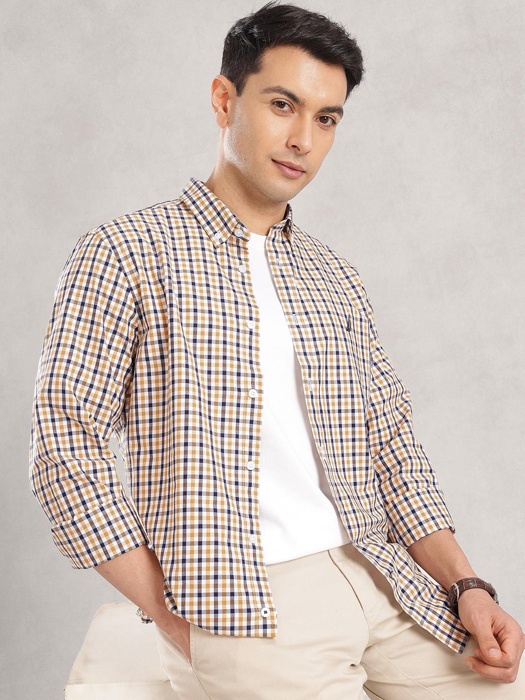 Nautica Men Slim Fit Checked Casual Shirt