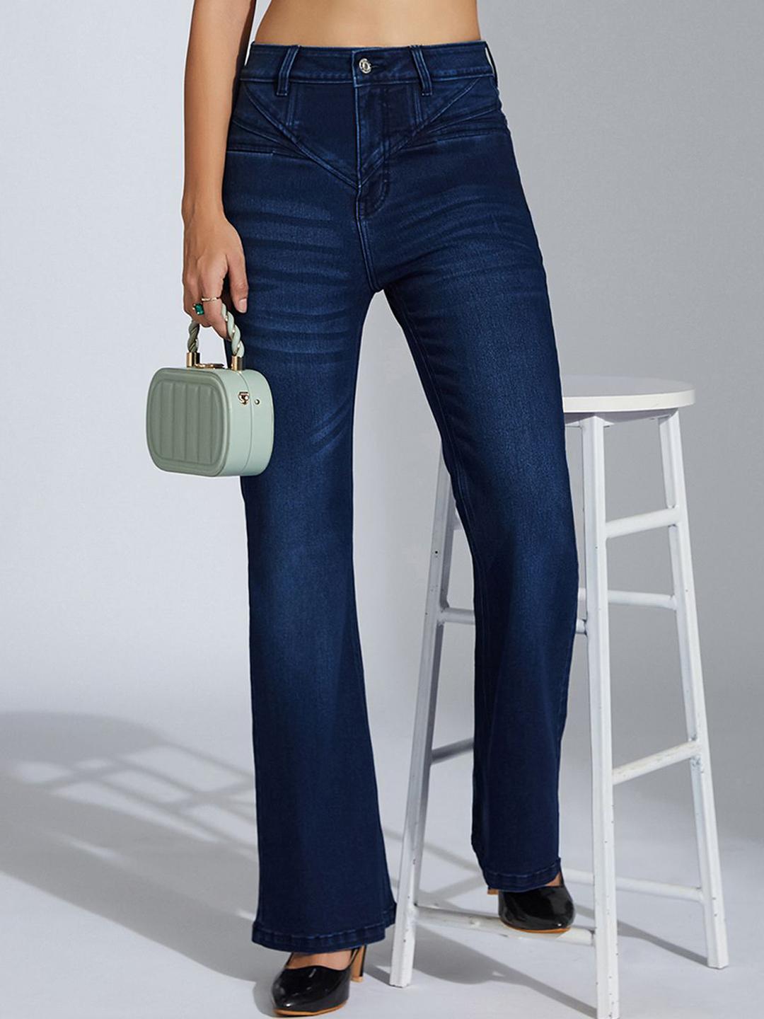 Miss Chase Women Bootcut High-Rise Light Fade Stretchable Jeans