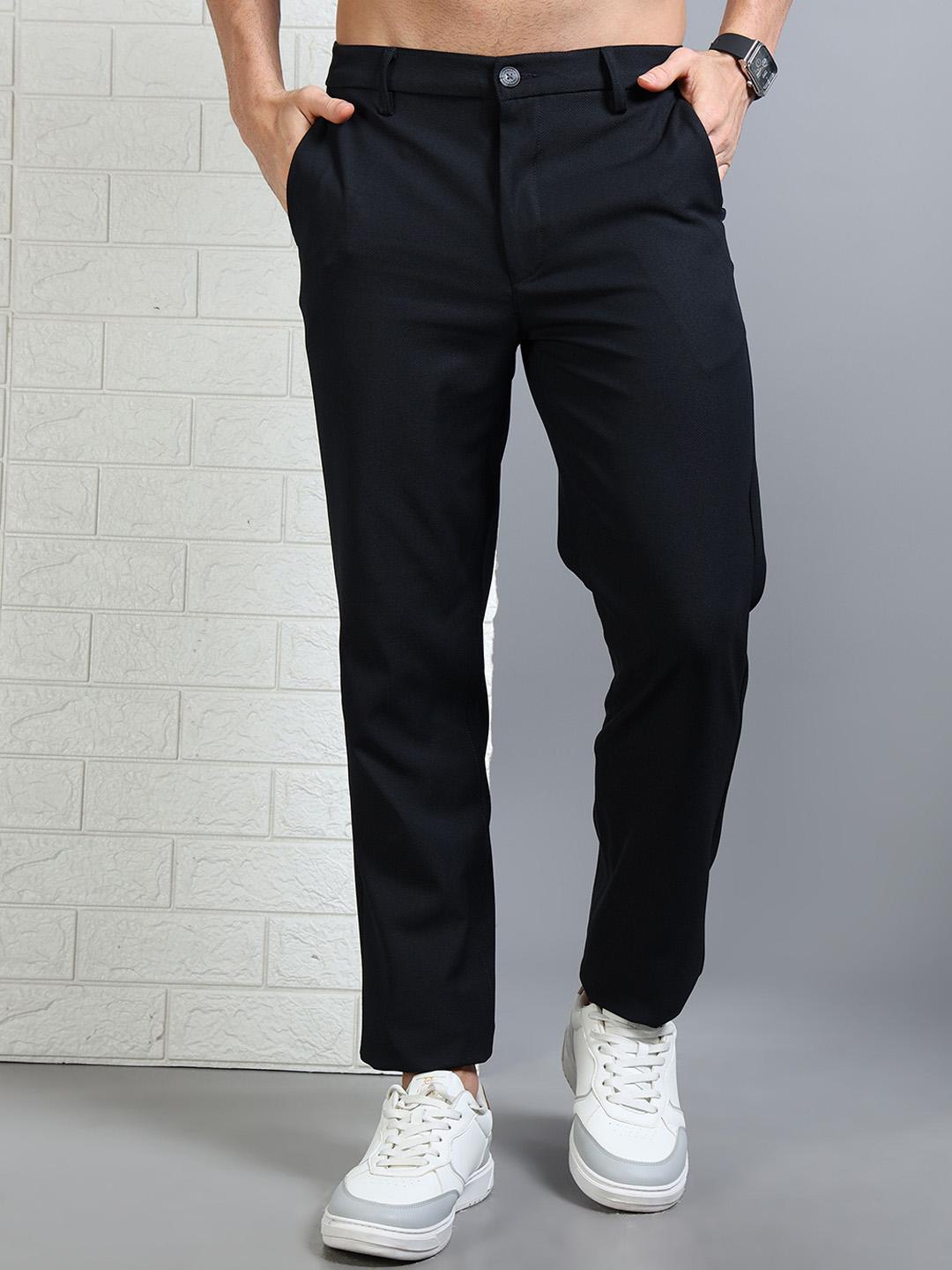 Buy RIGS AND RAGS Men Smart Slim Fit Easy Wash Cotton Formal Trouser ...