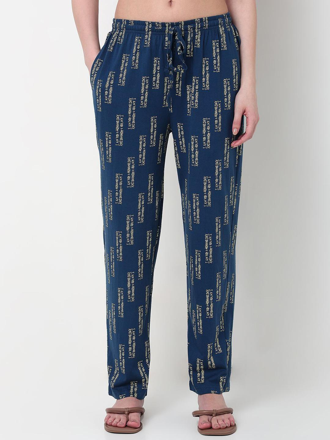 Buy Smarty Pants Women Typography Printed Cotton Mid Rise Lounge Pants - - Apparel for Women