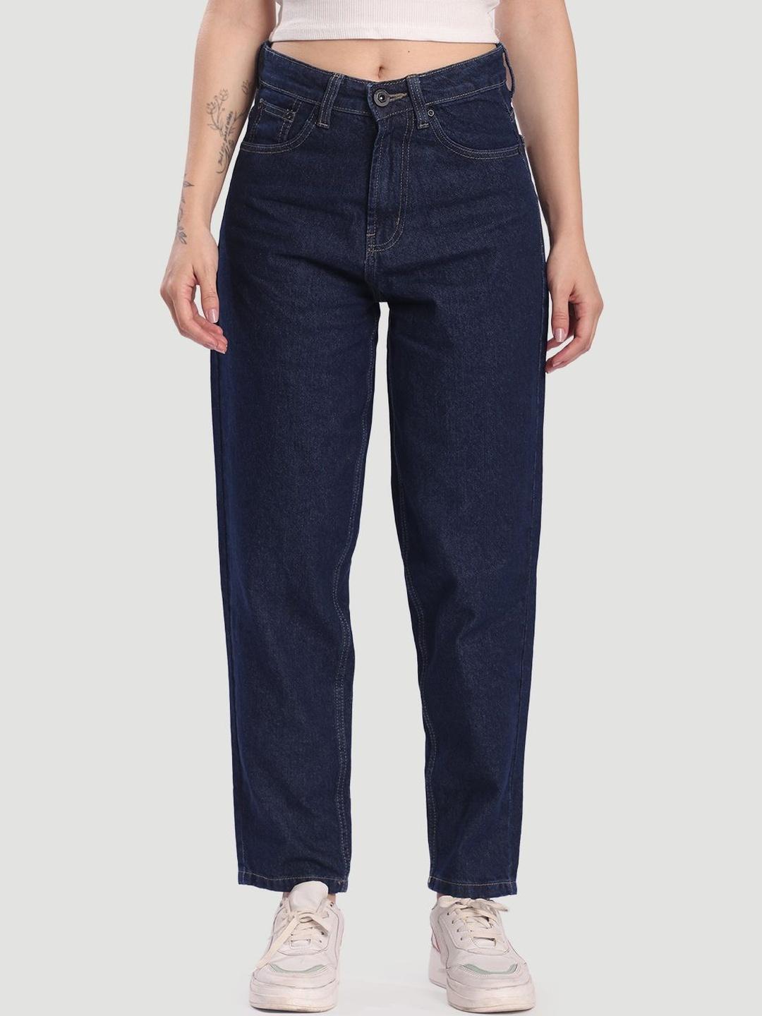 Roadster Women Dark Blue Cotton Non Stretchable Carrot Fit Jeans