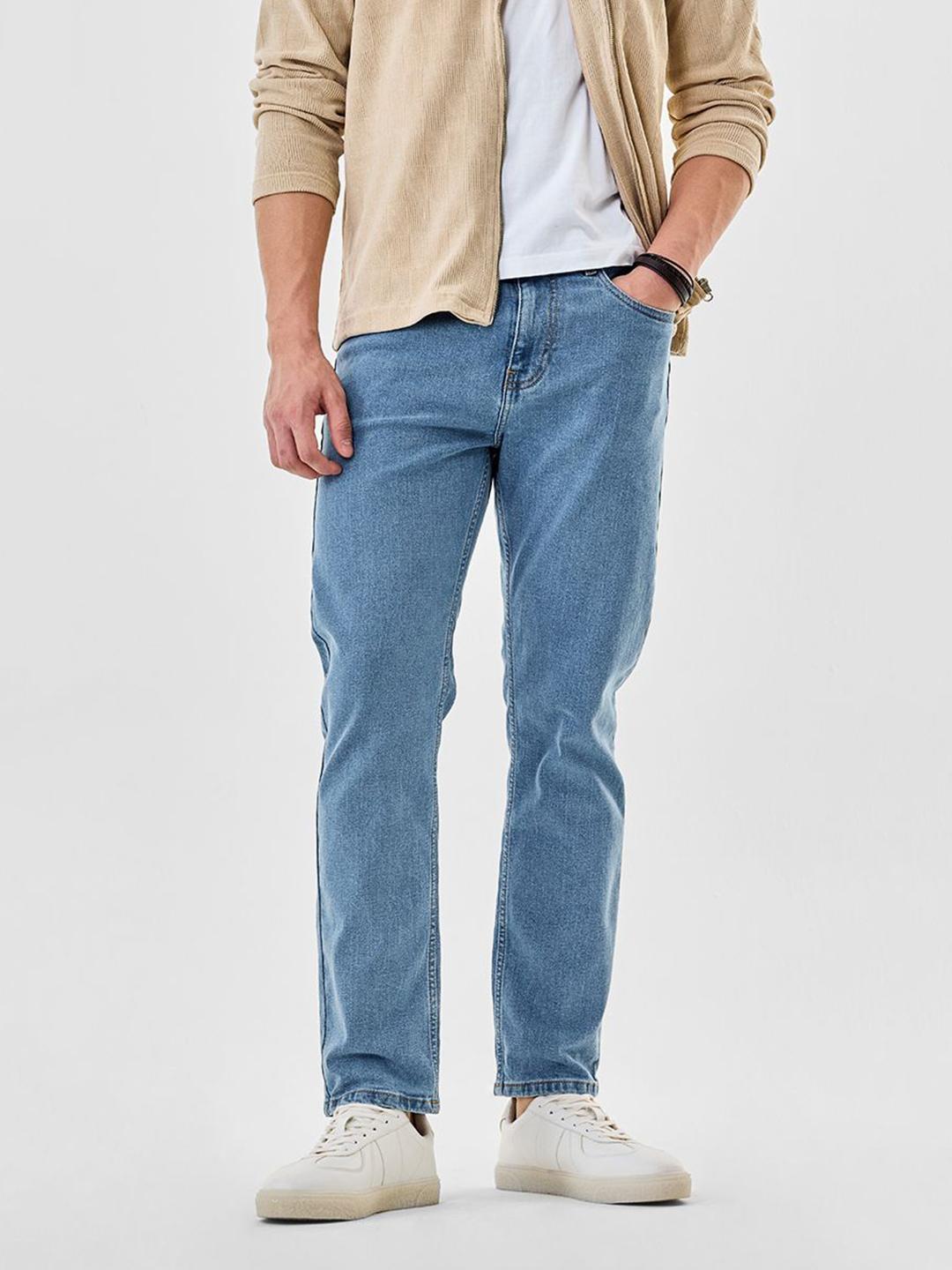 Snitch Men Relaxed Fit Low-Rise Light Fade Cotton Stretchable Jeans