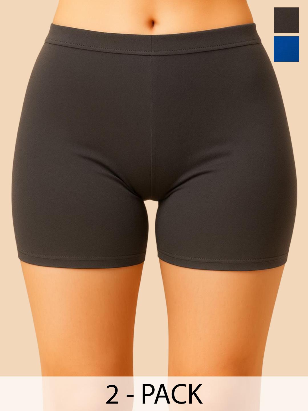 Buy HIRRUX Women Pack Of 2 Mid Rise Anti Microbial Boy Shorts - - Apparel for Women