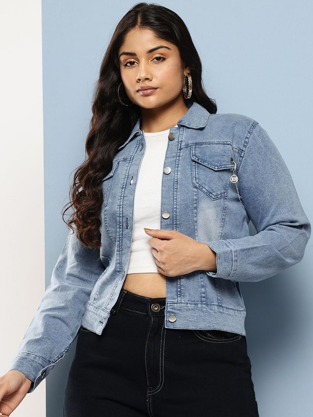 Buy CORSICA Women Blue Cotton Denim Jacket -  - Apparel for Women