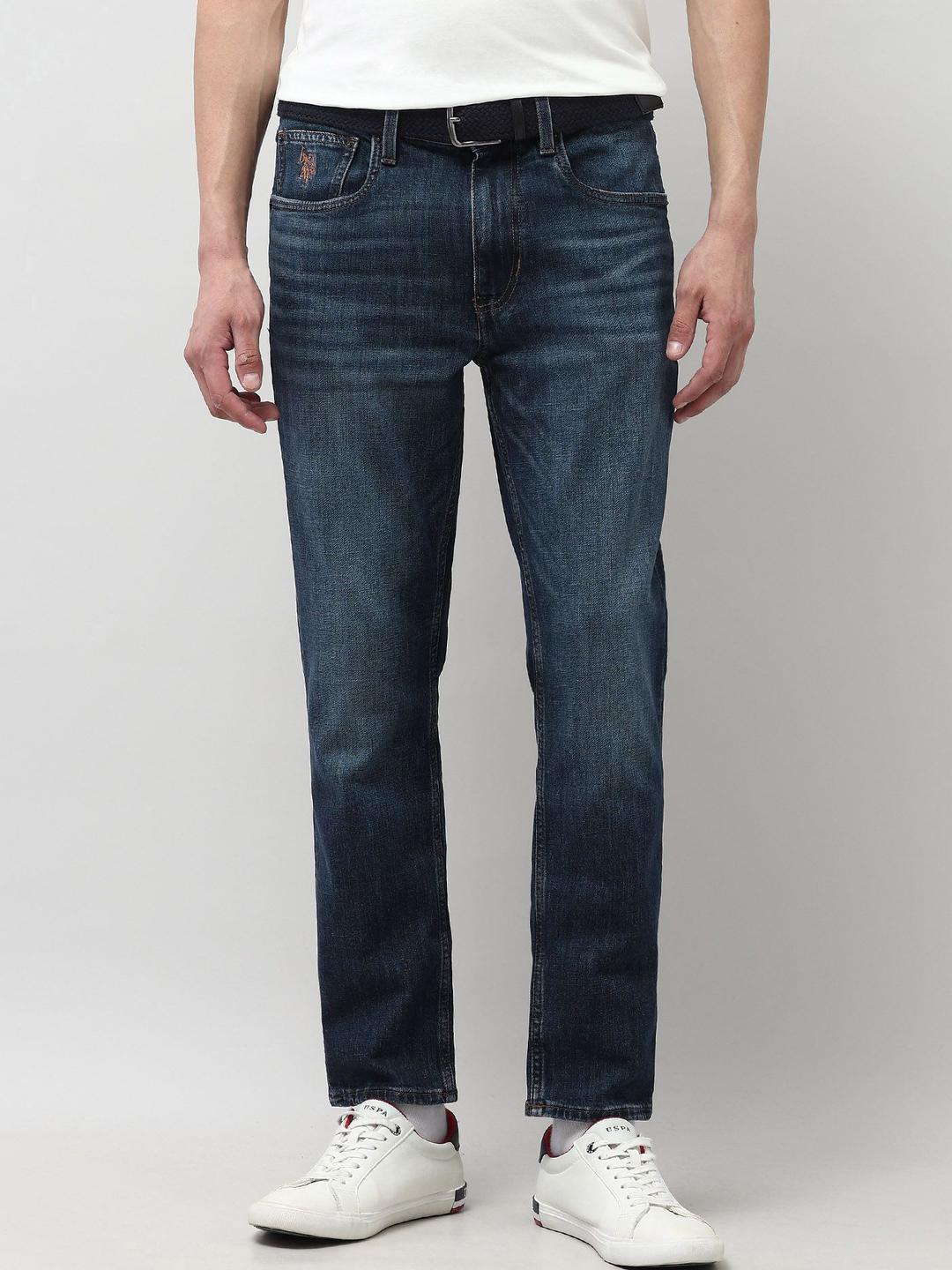 U.S. Polo Assn. Denim Co. Men Regular Fit Mid-Rise Heavy Fade Stretchable Jeans
