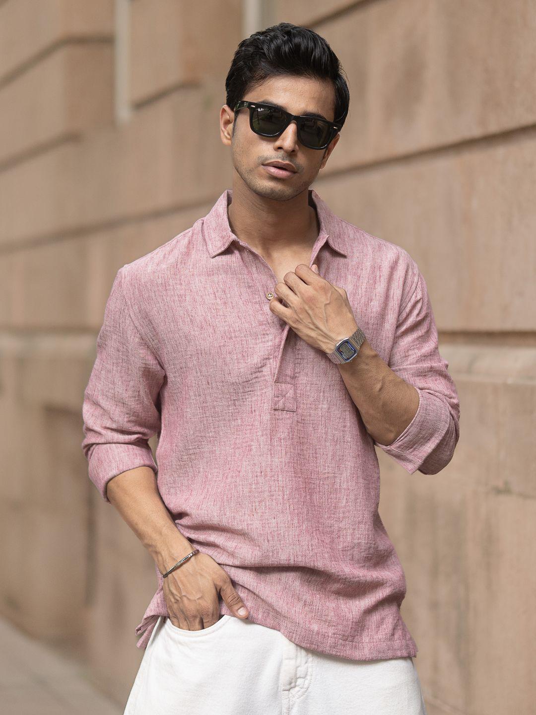 Powerlook Men Textured Spread Collar Cotton Casual Shirt