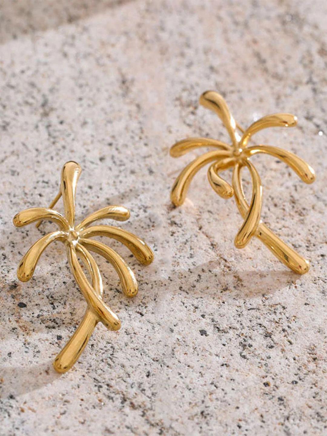 Buy Bohey By KARATCART Gold Plated Elegant Palm Tree Shaped Studs - - Accessories for Women