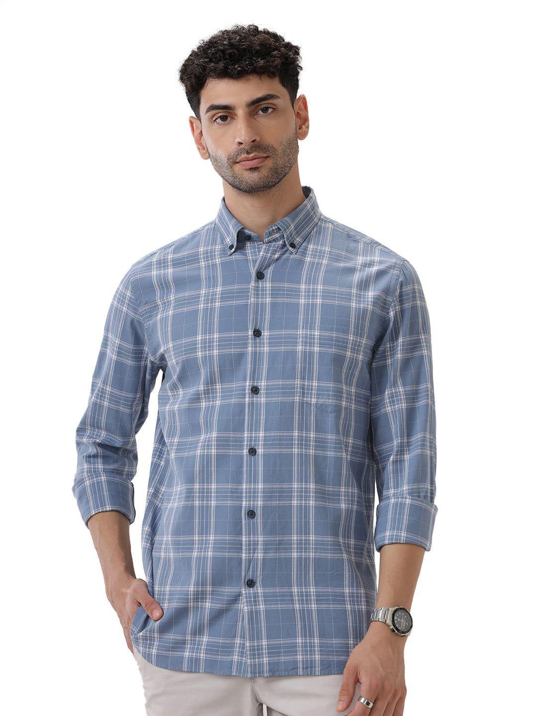 Men'S Cotton Checked Button Down Collar Formal Shirts main image 0