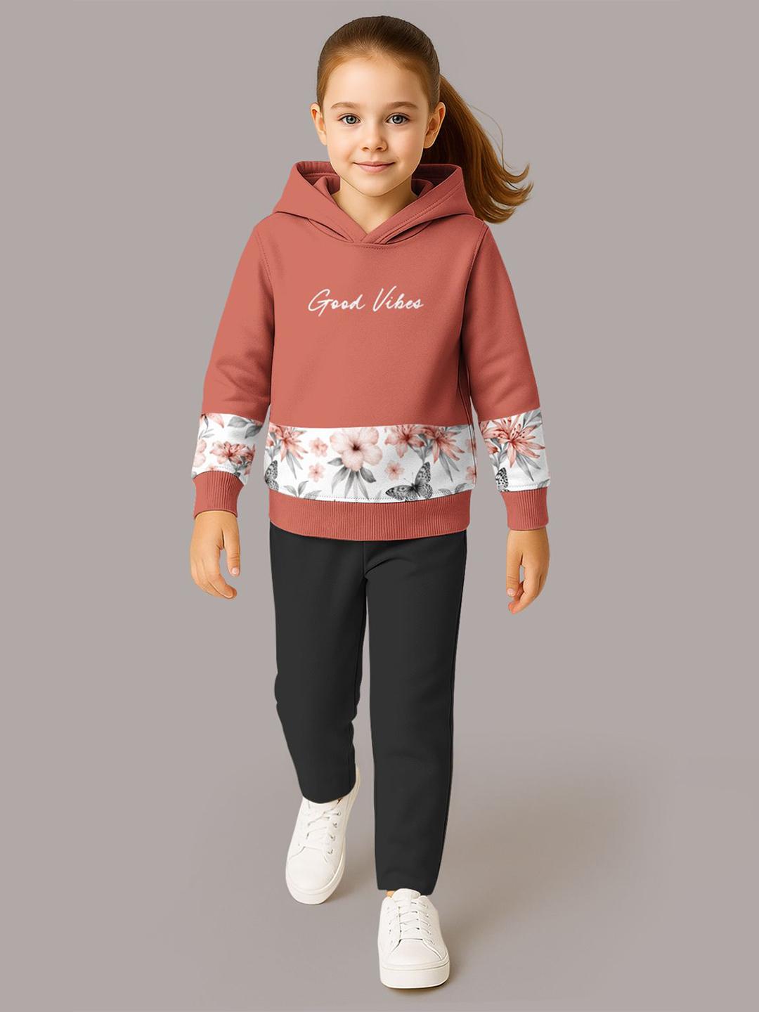 Buy HELLCAT Girls Printed Hooded Sweatshirt With Trouser -  - Apparel for Girls