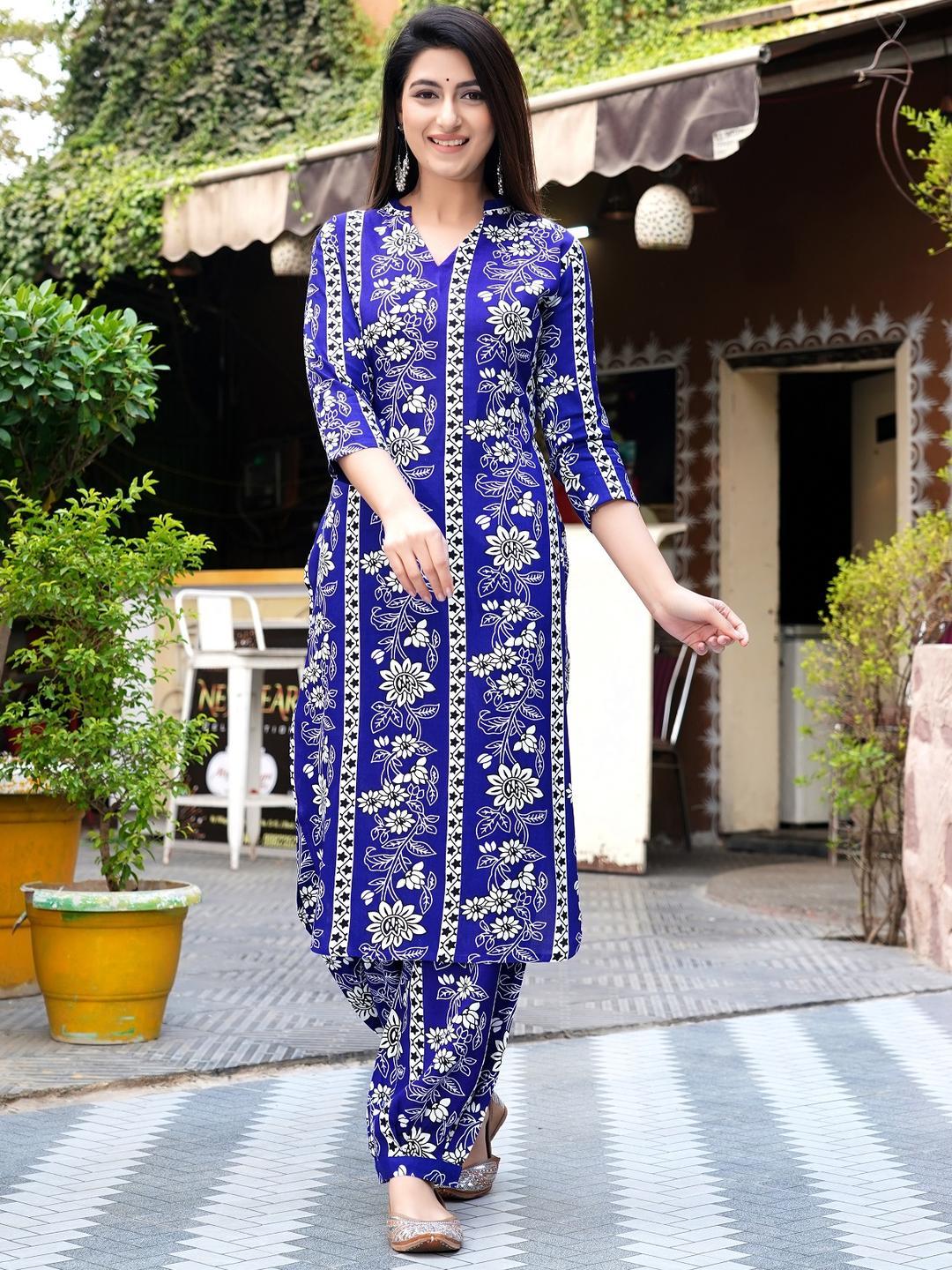 Buy Dhibha Women Blue Cotton Blend Clothing Set - - Apparel for Women
