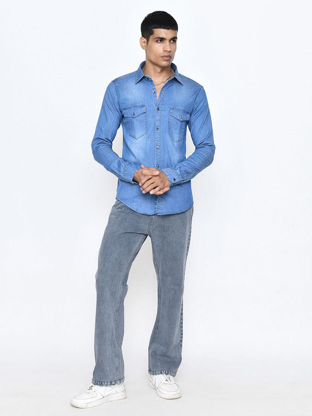 PASSPORT JEANS Men Slim Fit Solid Spread Collar Casual Shirt